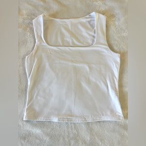 white square neck cropped tank